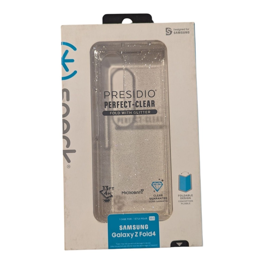 D5. Speck Presidio Perfect-Clear Fold Case For Samsung Galaxy Z Fold4 - Glitter